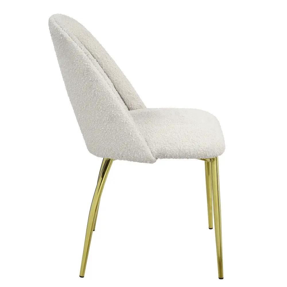 Fadri - Side Chair (Set of 2) - Teddy Sherpa & Mirrored Gold by Unique Piece Furniture