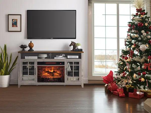 55 Inch TV Media Stand with Electric Fireplace by HouseOfZazla