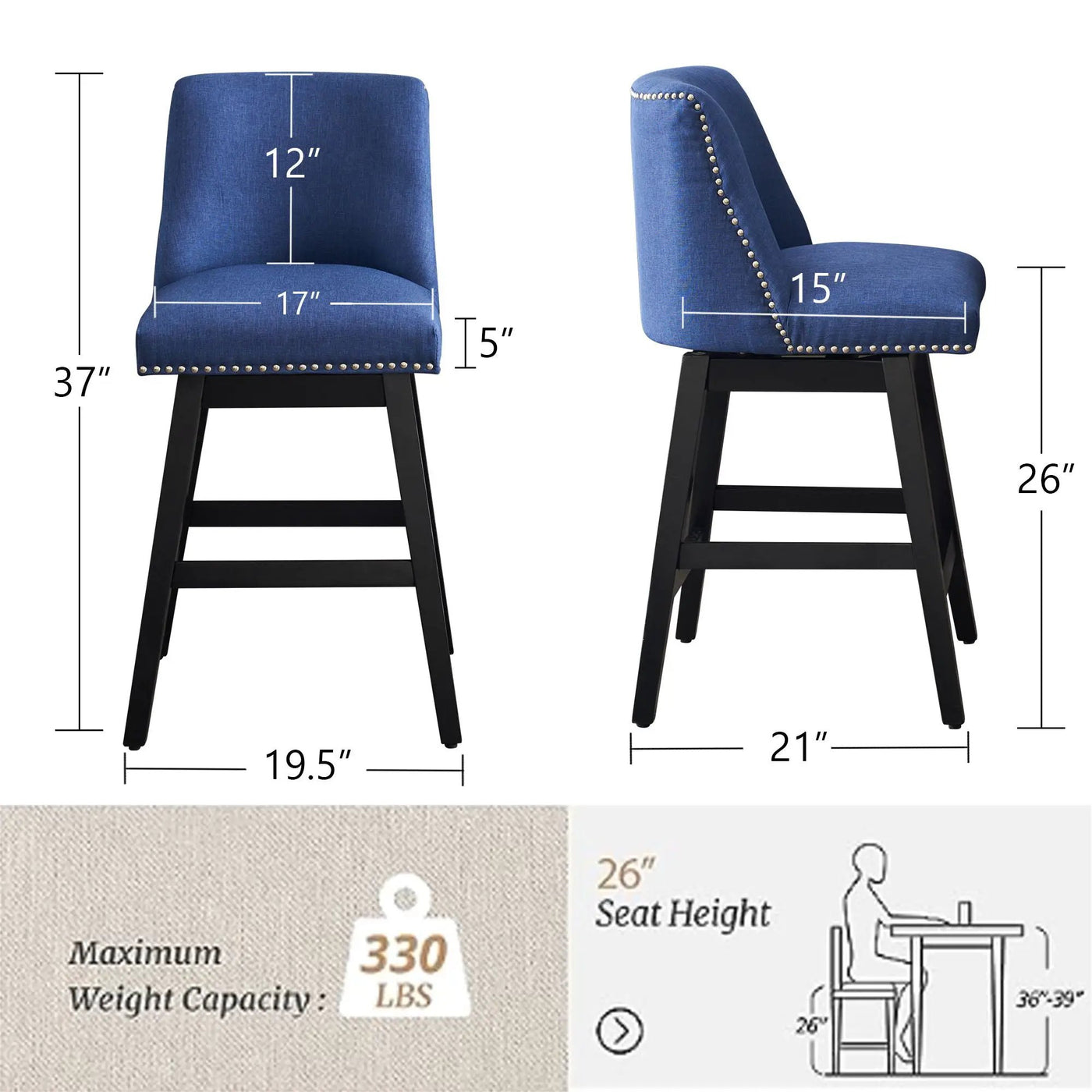 Upholstered Swivel Bar Stool by Unique Piece Furniture