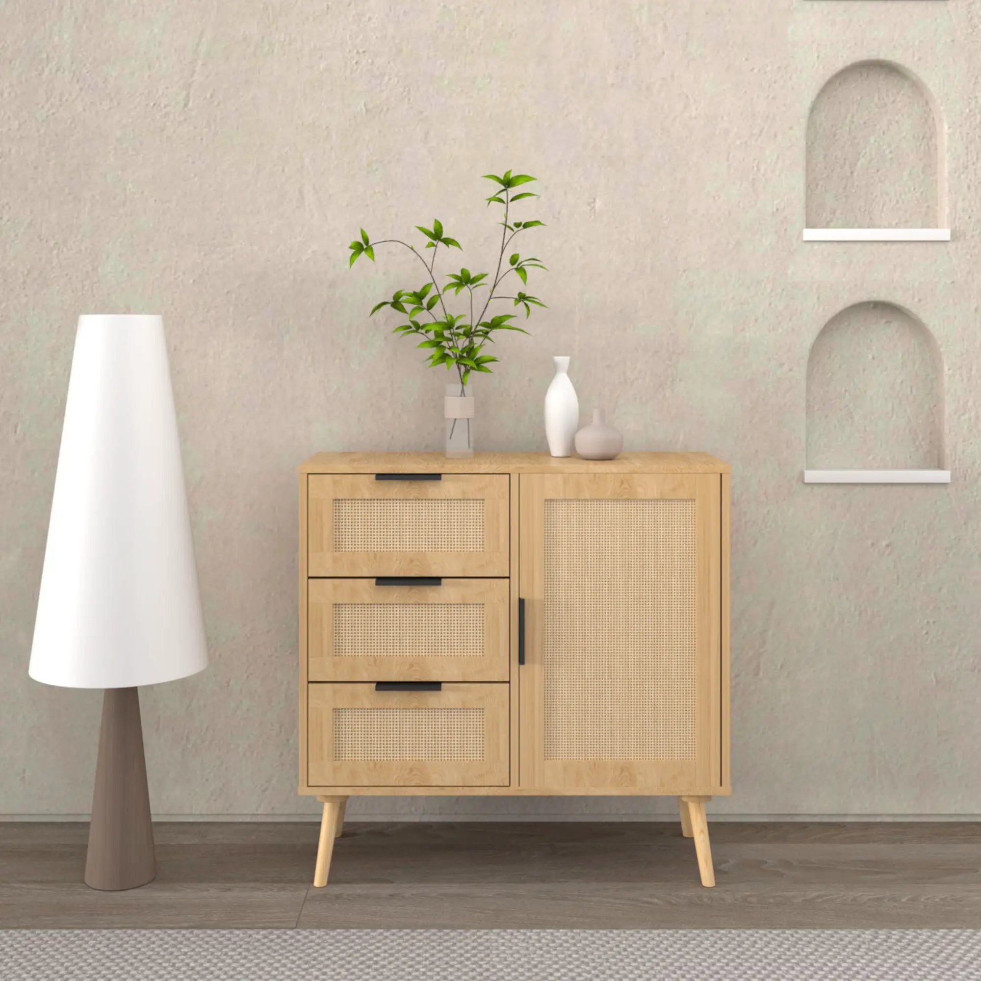 Dresser With Drawers And Adjustable Shelf - Antique Natural / Rattan by Unique Piece Furniture