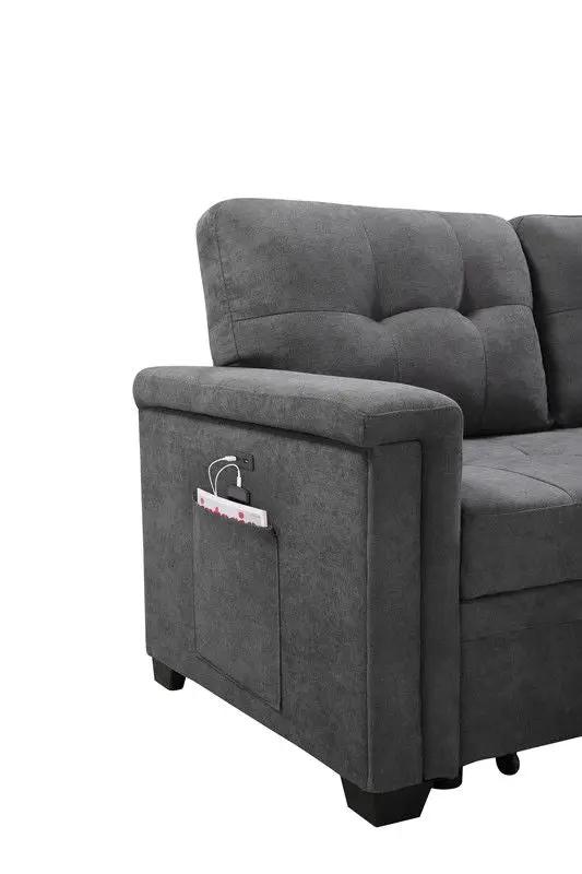 Ashlyn - Reversible Sleeper Sectional Sofa With Storage Chaise, USB Charging Ports And Pocket by HouseOfZazla
