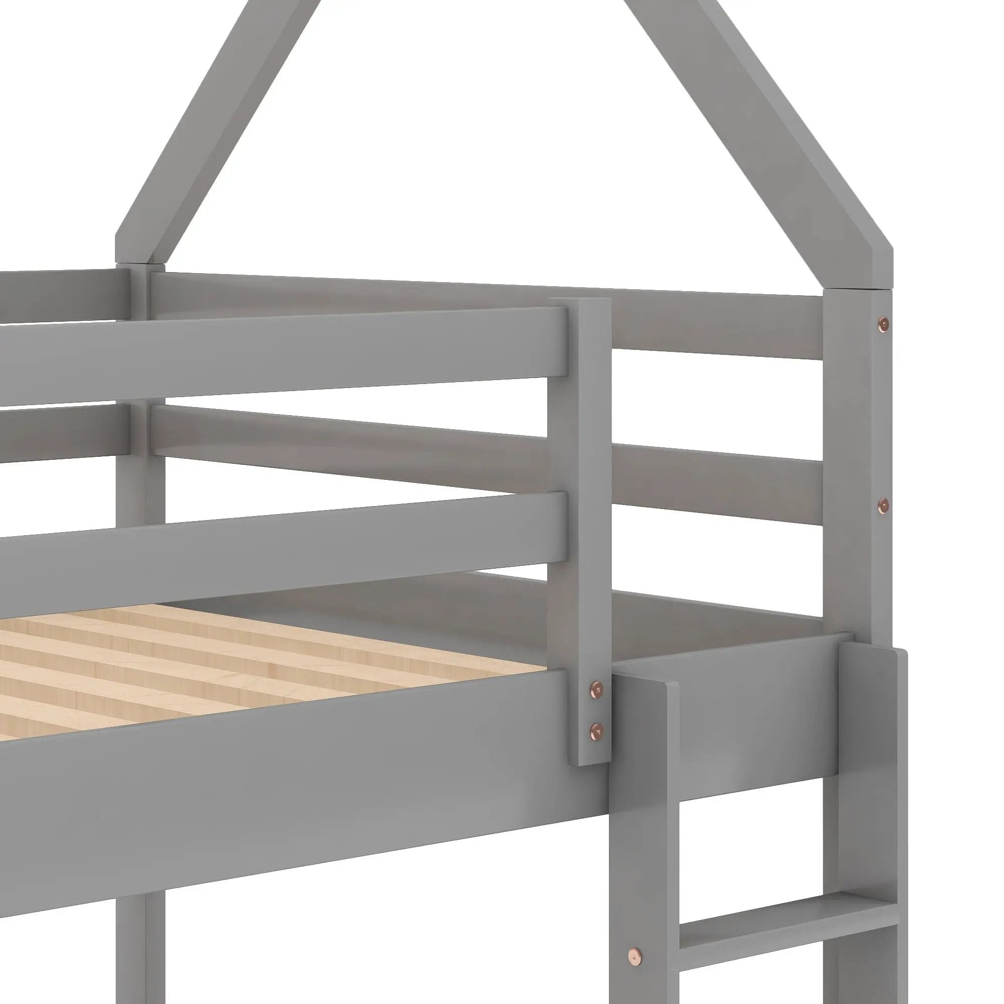 Low Bunk Bed With House Shaped Frame And Ladder by Unique Piece Furniture