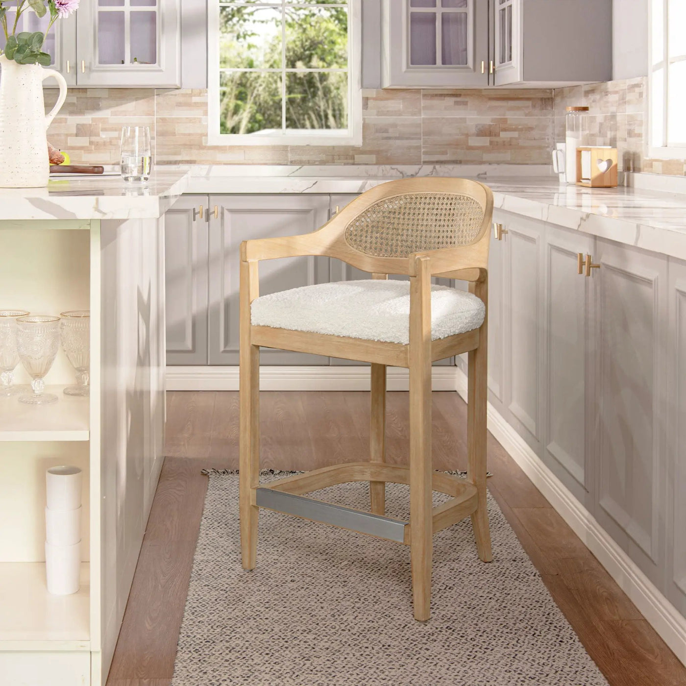 Americana - Mid-Century Modern Cane Back Counter Stool by HouseOfZazla