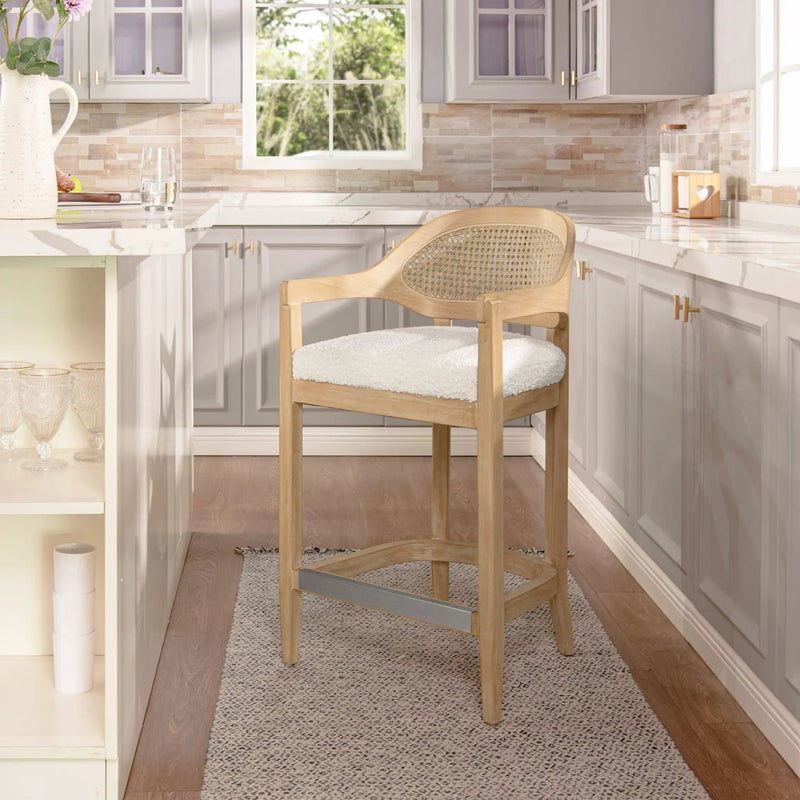Americana - Mid-Century Modern Cane Back Counter Stool by Unique Piece Furniture