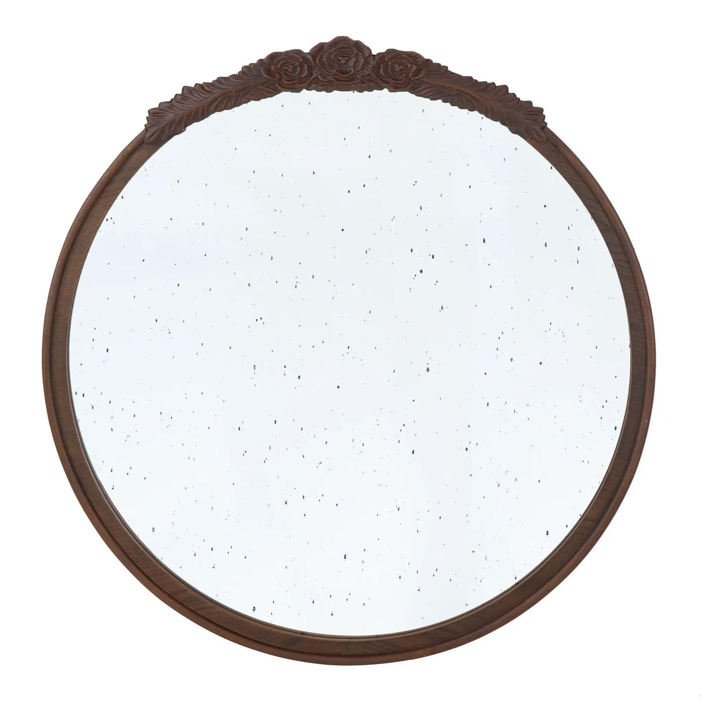 Round Hand Carved Rose Antique Mirror Frame, Wall Mirror For Live Space by Unique Piece Furniture