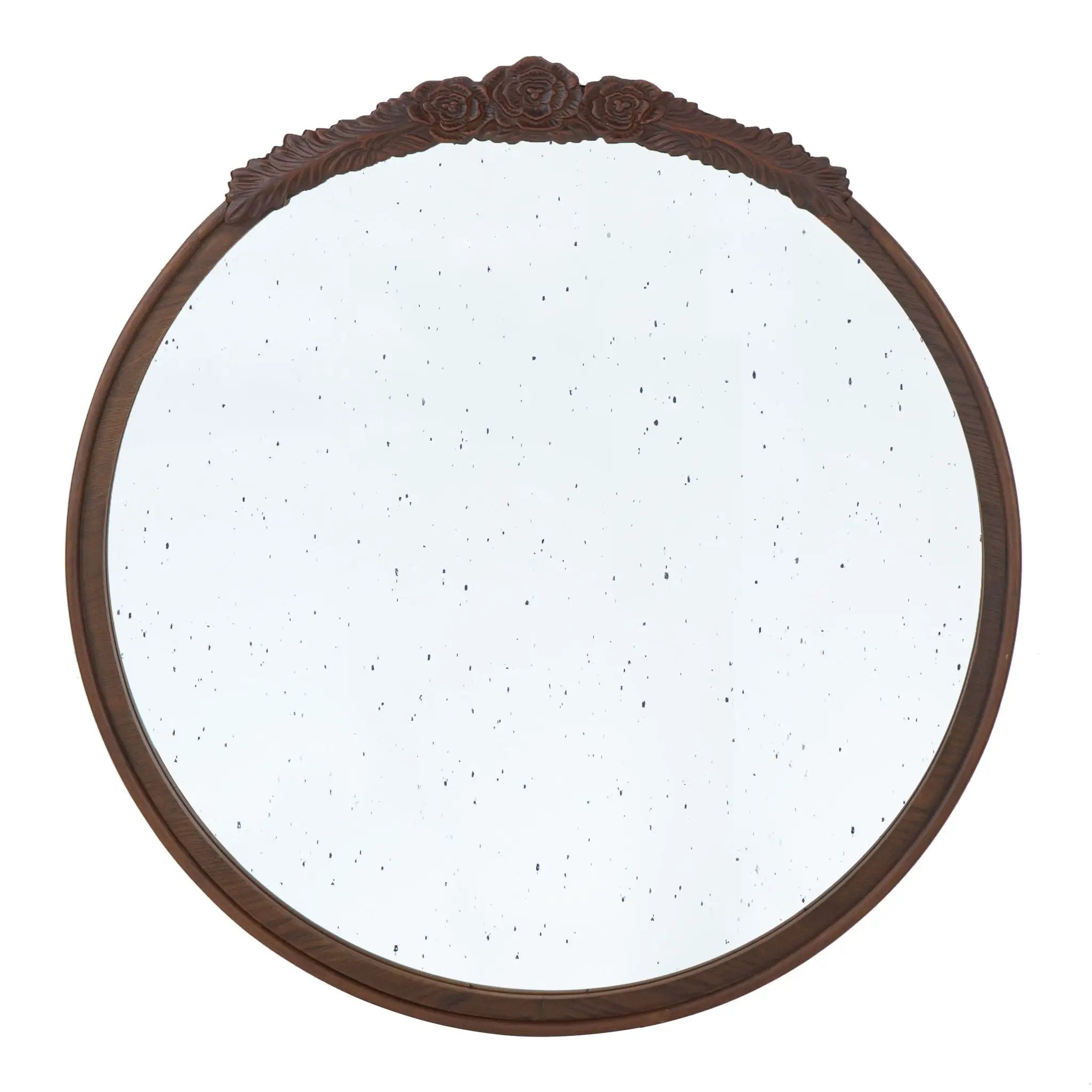 Round Hand Carved Rose Antique Mirror Frame, Wall Mirror For Live Space by Unique Piece Furniture