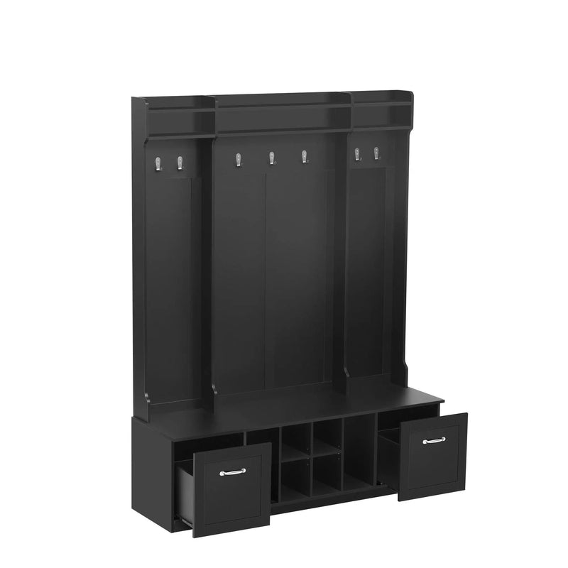 5 In 1 Entryway Bench With Coat Rack, 7 Sturdy Hooks, 2 Spacious Drawers And Adjustable Shelves by HouseOfZazla