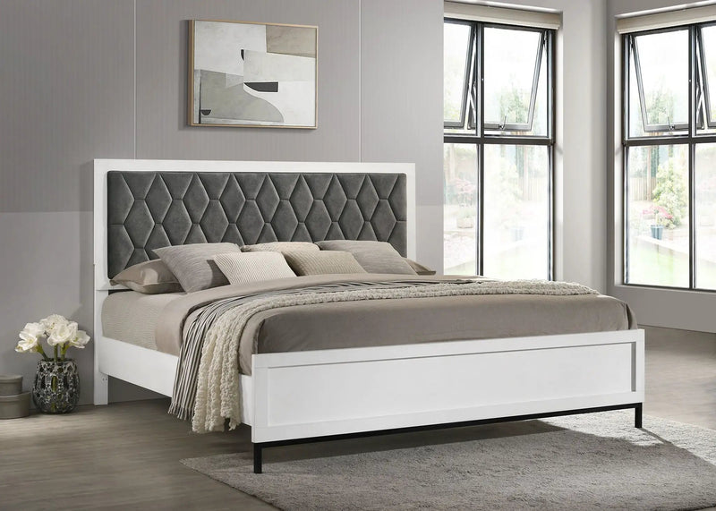 Sonora California King Upholstered Panel Bed White by Unique Piece Furniture