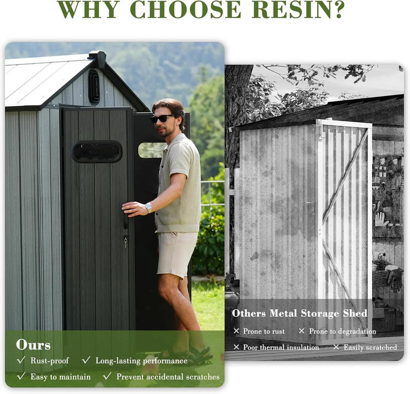 6x4FT Outdoor Resin Storage Shed with Transparent Windows & Louvered Vents by HouseOfZazla