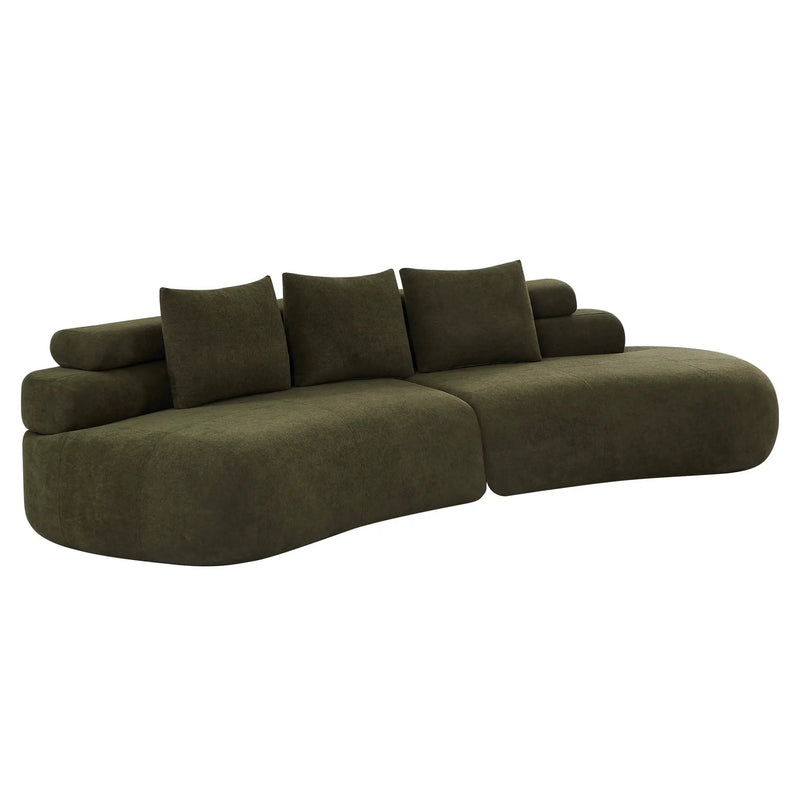 122" Curved Sectional Sofa (Olive Green) by HouseOfZazla