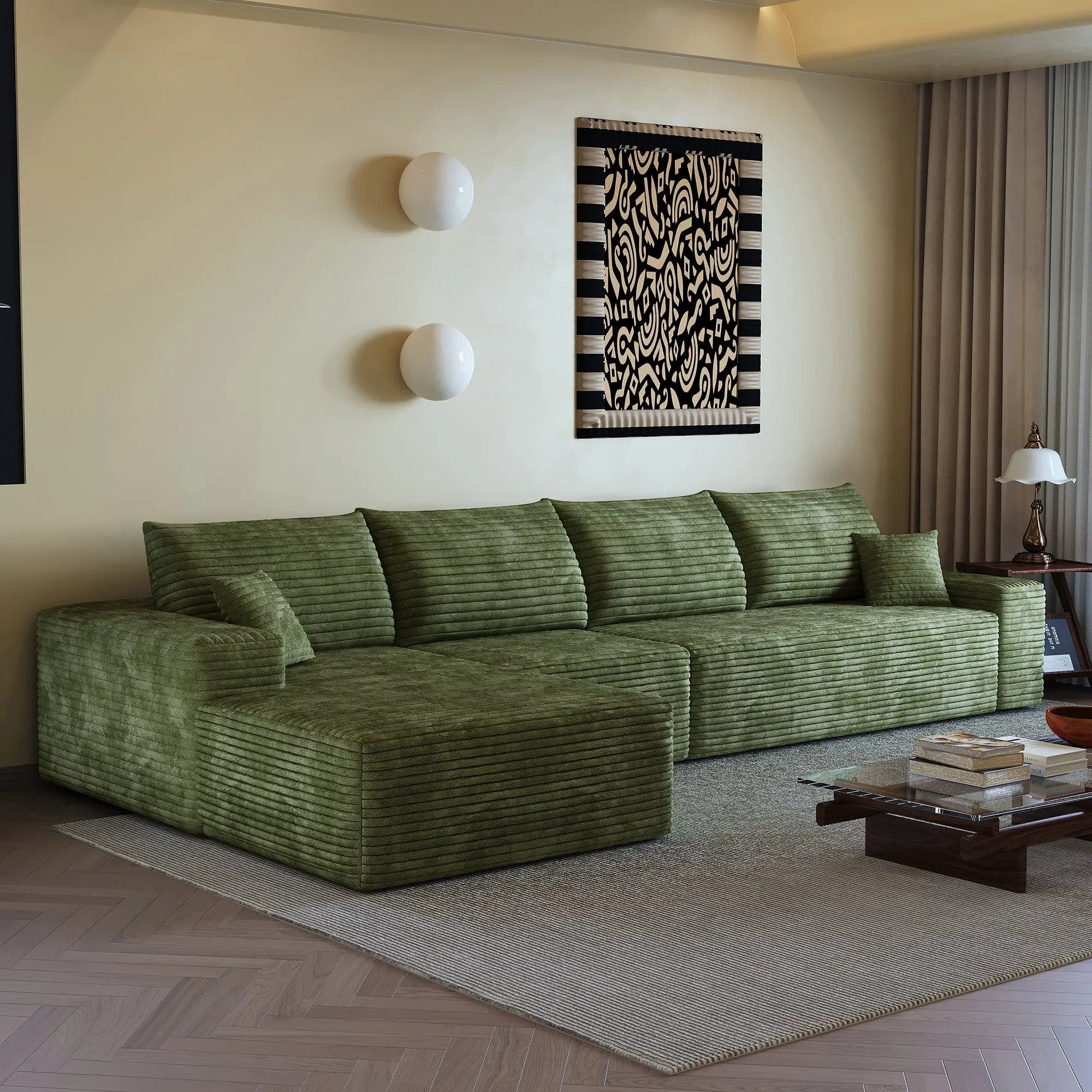 135" Cloud Sectional Couch with L-Shape Chaise by HouseOfZazla