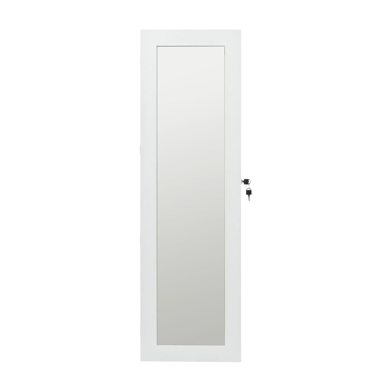 Jewelry Armoire Organizer With Full Length Mirror, Wall Mounted Lockable Cabinet With LED Light by Unique Piece Furniture