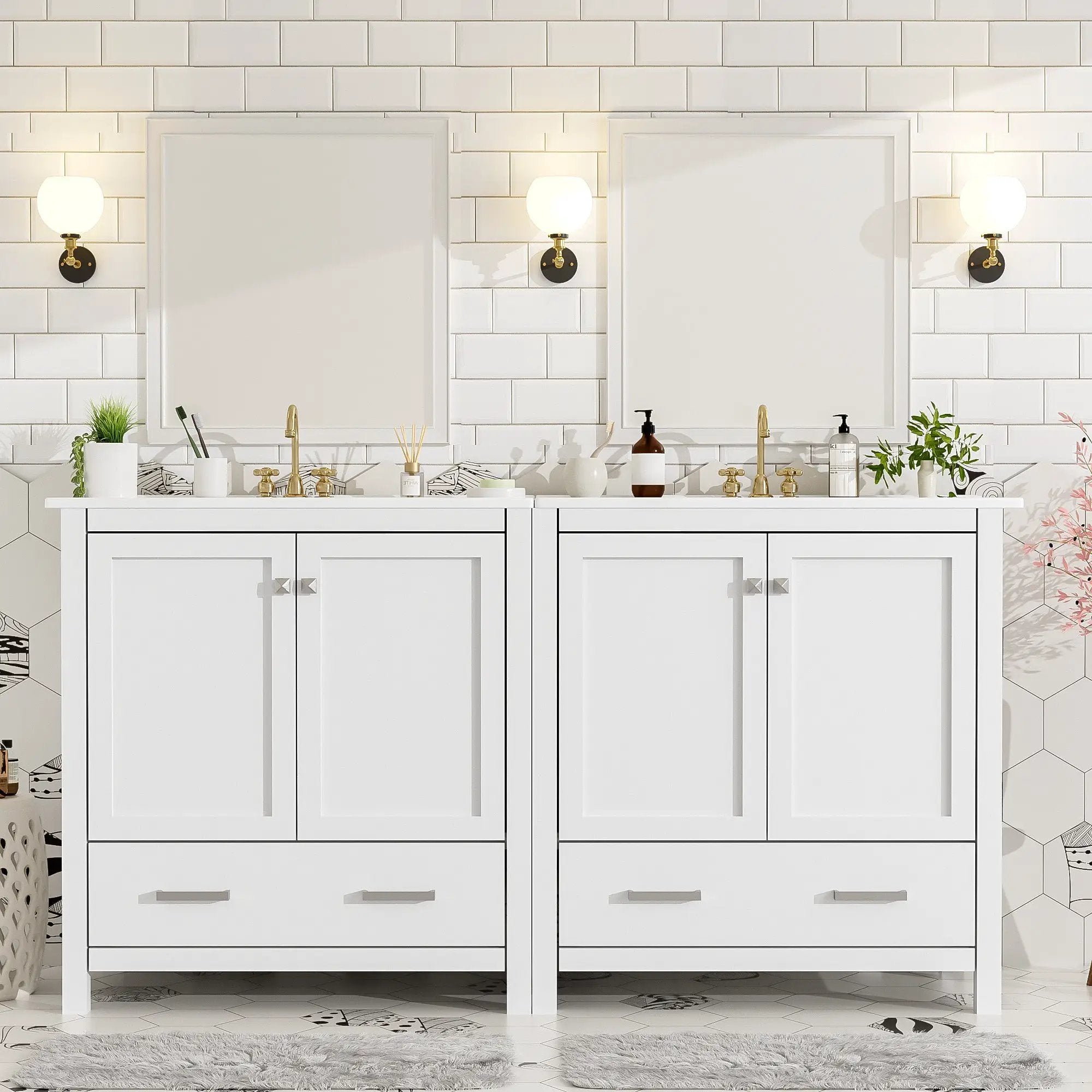 60" White Bathroom Vanity Set by HouseOfZazla