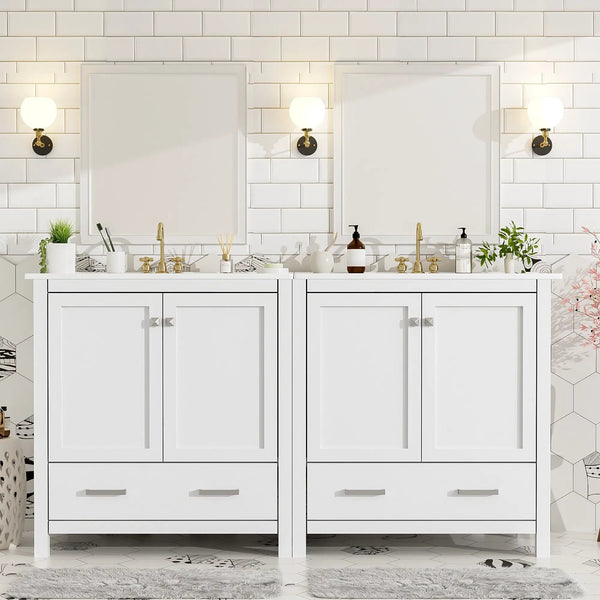 60" White Bathroom Vanity Set