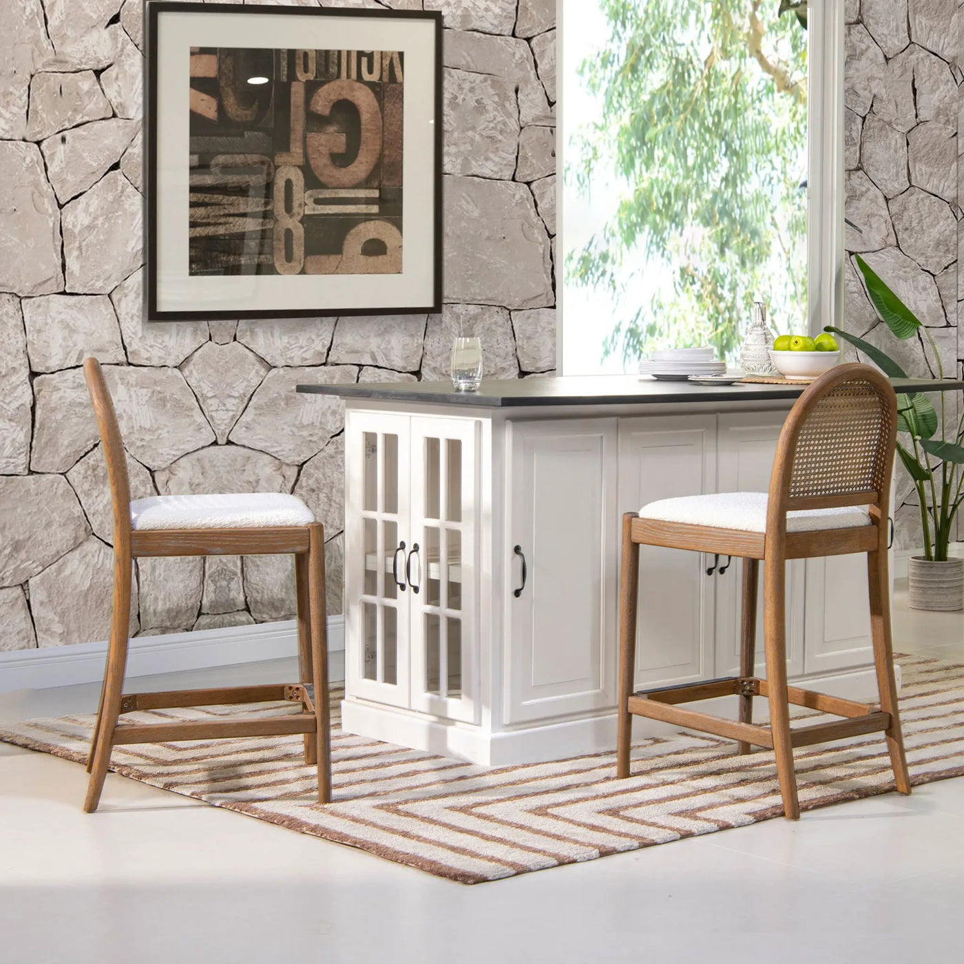 Panama - Curved Back Cane Counter Stool (Set of 2) by HouseOfZazla