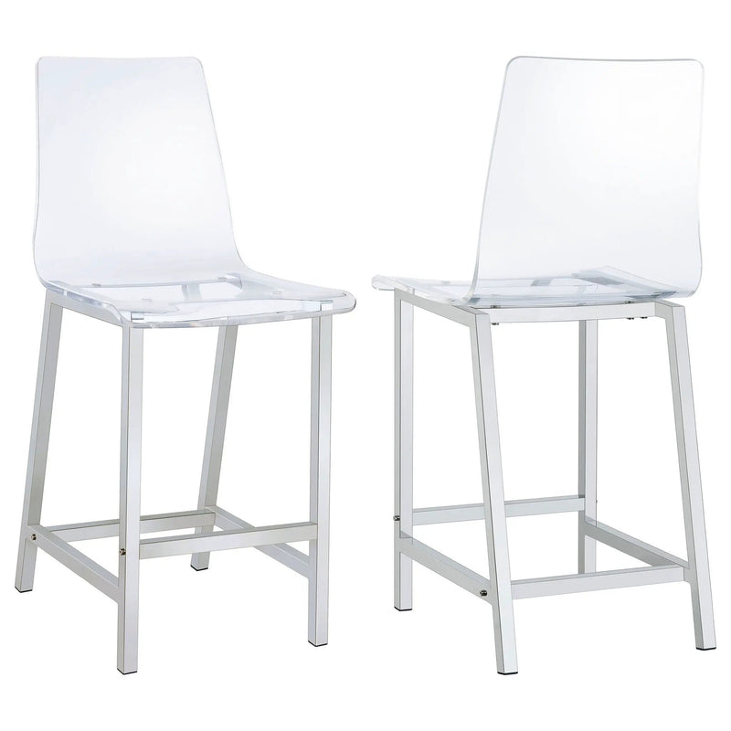 Juelia Clear Acrylic Counter Chair Chrome (Set of 2) by Unique Piece Furniture