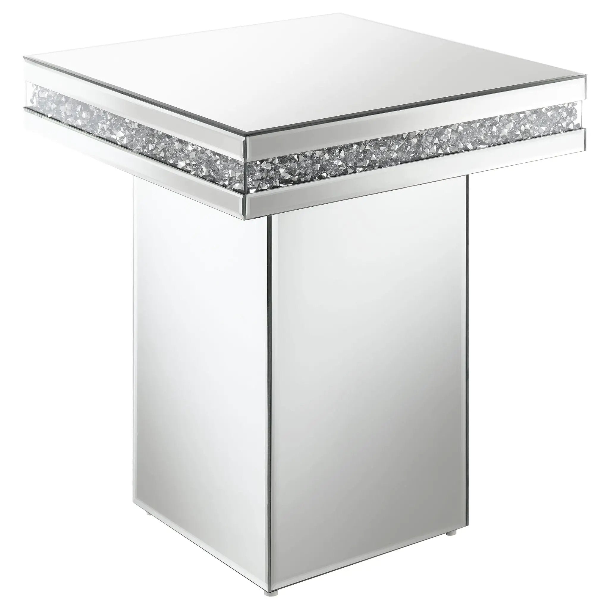 Elora Square Mirrored Accent Side Table Silver by Unique Piece Furniture