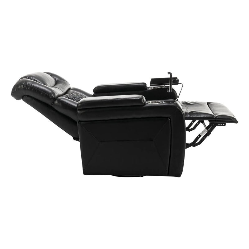 270 Degree Swivel Power Recliner With Tray Table, Phone Holder, Cup Holder, USB Port by HouseOfZazla