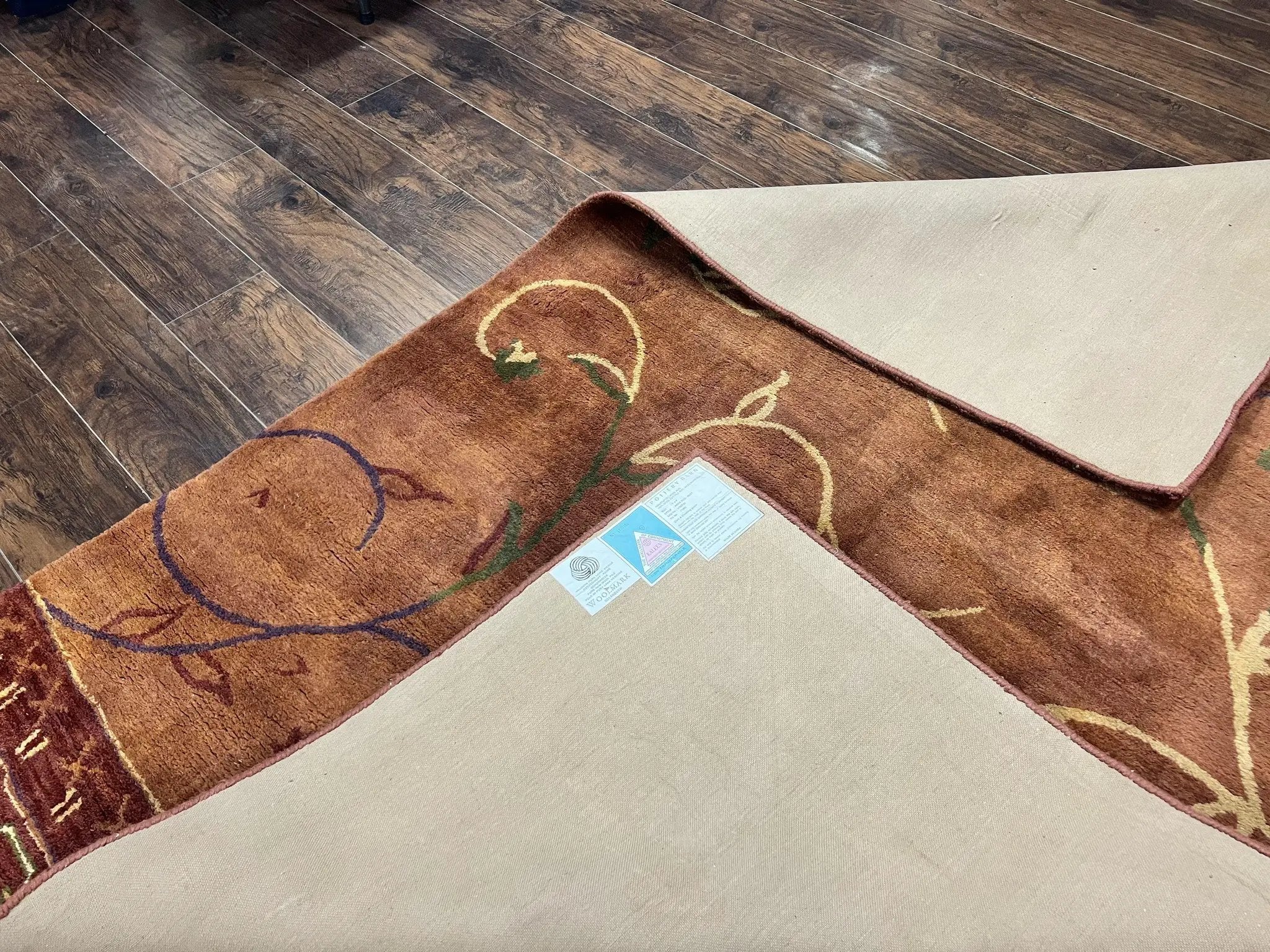 Pottery Barn Rug 5x8, Vintage Hand Tufted Carpet, Wool and Silk, Rust & Maroon by Jewel Rugs