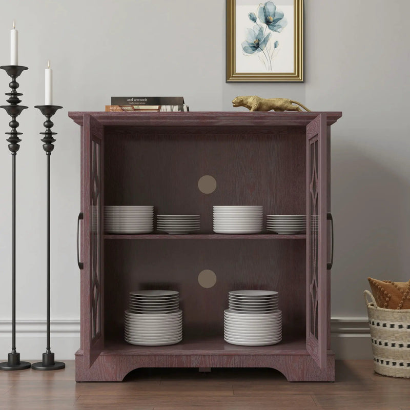 Modern Sideboard With Tempered Glass Doors - Ox Blood Red by HouseOfZazla