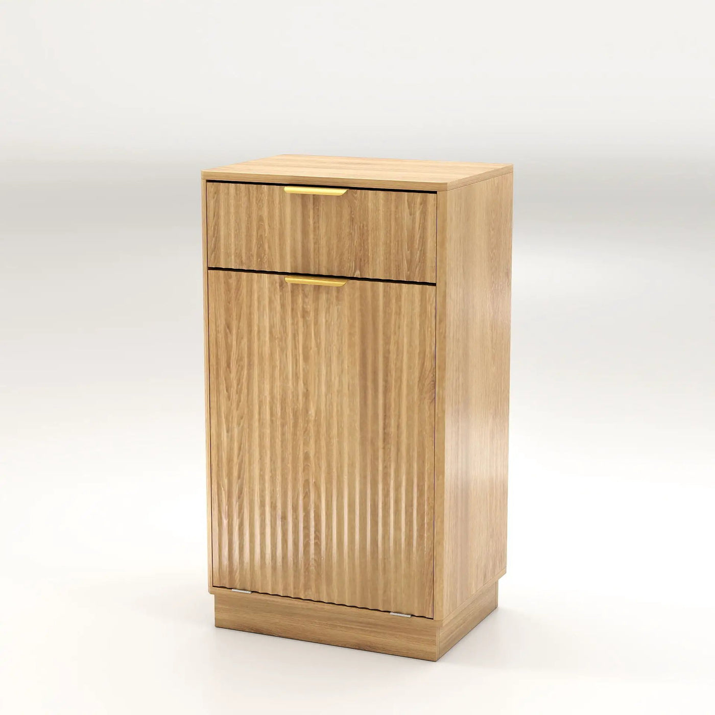 Tilt Out Trash Can Cabinet With Wave Textured Drawer & Pull Out Bin by Unique Piece Furniture