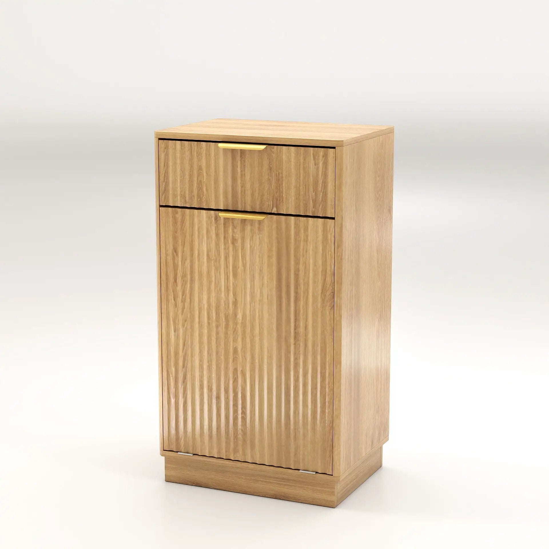 Tilt Out Trash Can Cabinet With Wave Textured Drawer & Pull Out Bin by HouseOfZazla