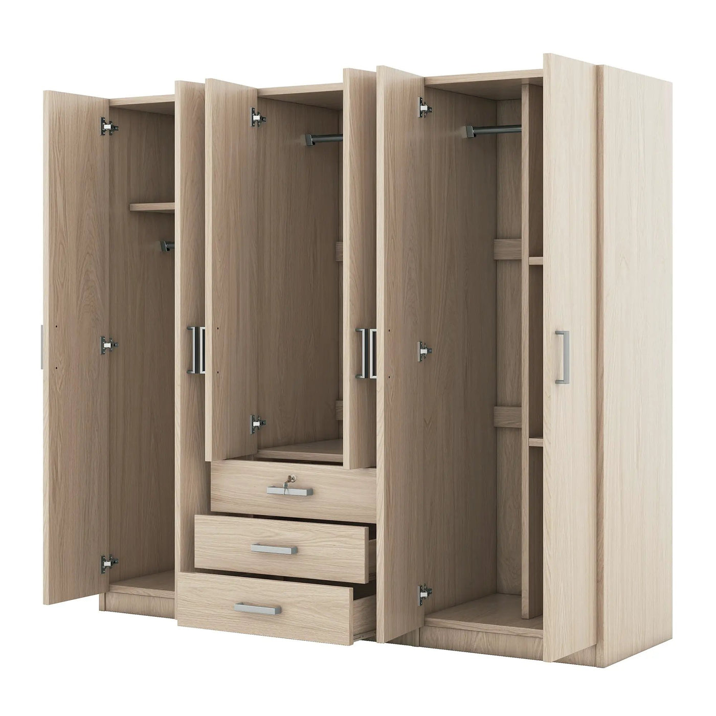 6 Doors Wardrobe Storage For Bedroom, With Big Drawers by Unique Piece Furniture