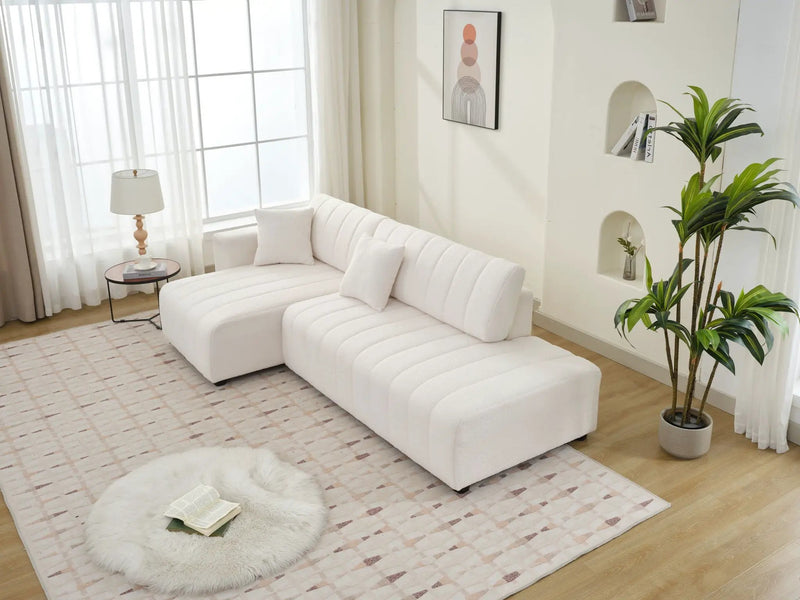 Jessica - Lamb Wool Sectional Sofa With Chaise, Versatile Configuration by Unique Piece Furniture