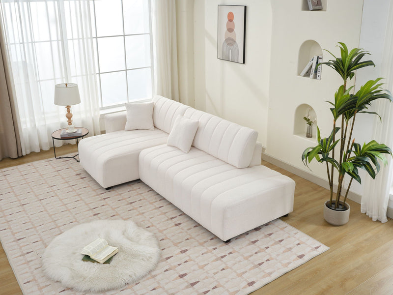 Jessica - Lamb Wool Sectional Sofa With Chaise, Versatile Configuration by HouseOfZazla
