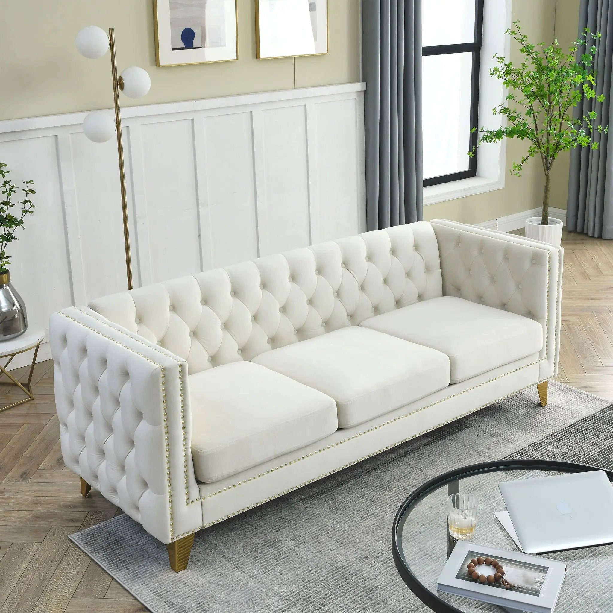 Modern Sofa With Button Tufting, Upholstered Couch For Living Room by HouseOfZazla