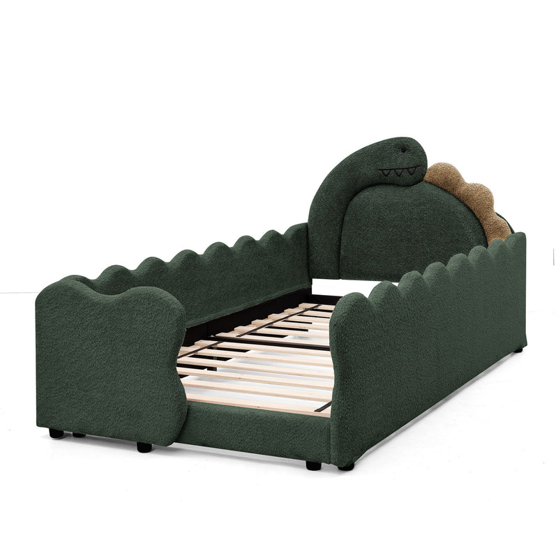 Cute Dinosaur Shaped Bed With Safety Guardrail, Toddler Frame by HouseOfZazla