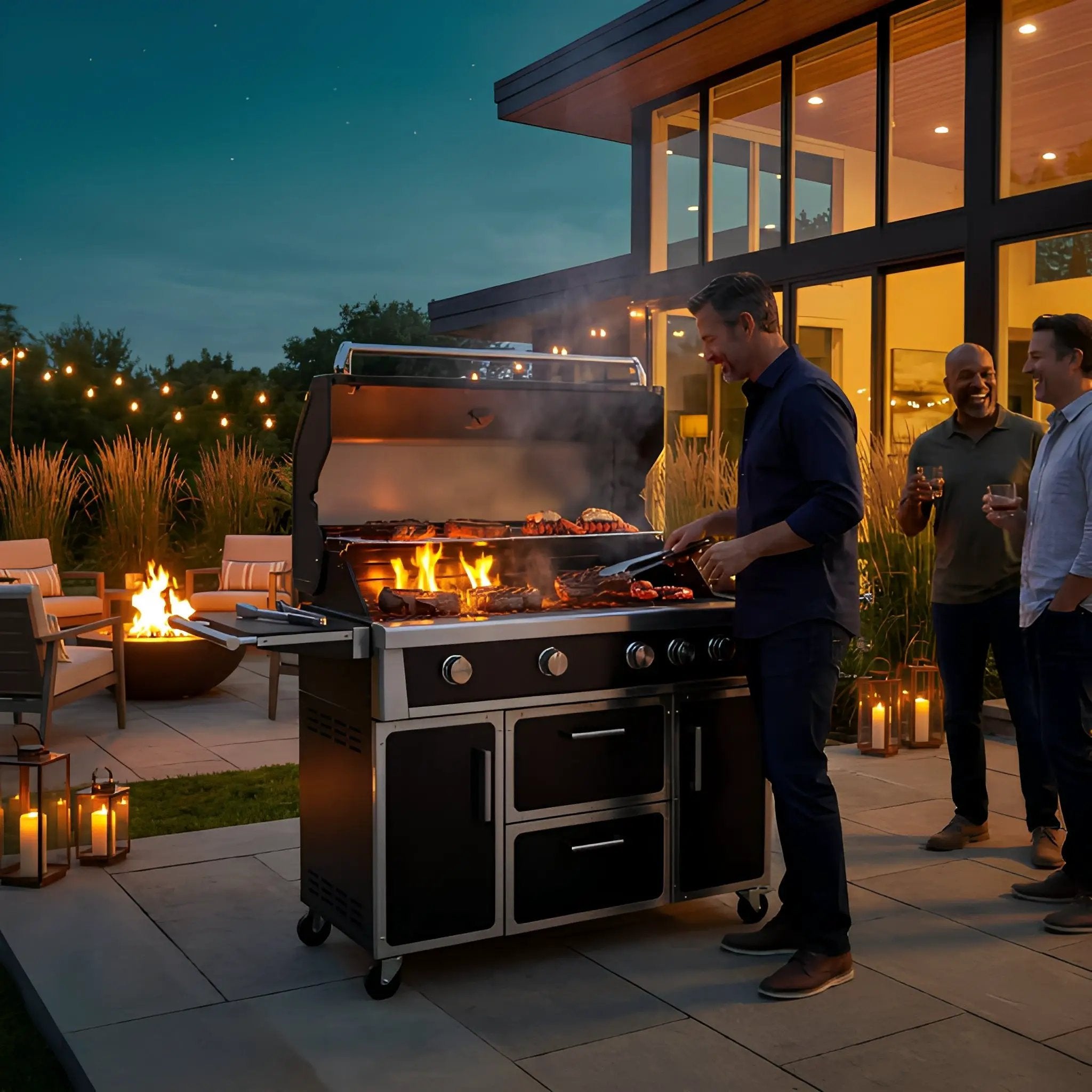 49'' Stainless Steel Standard Grill Featuring Infrared Back Burner by HouseOfZazla