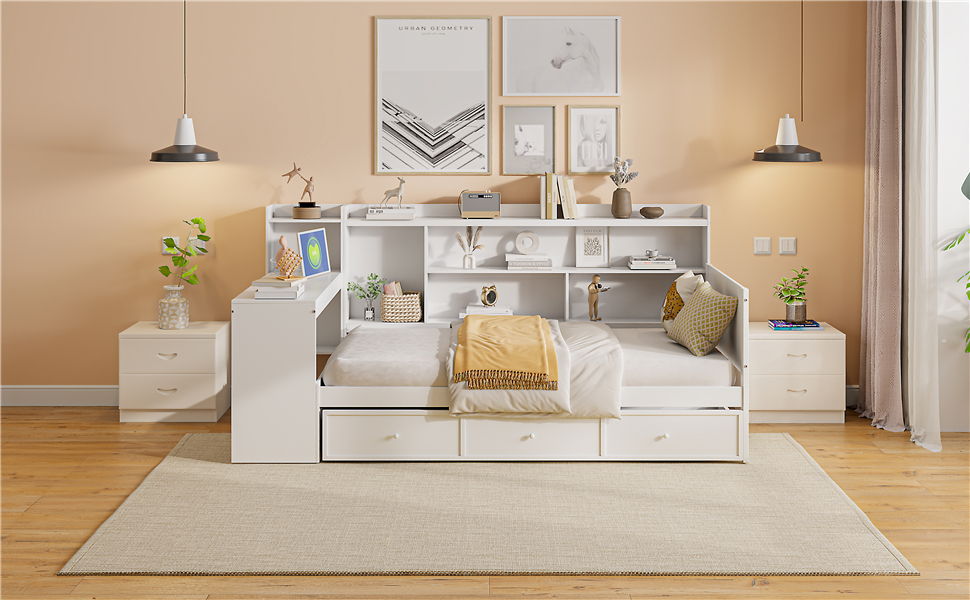 Daybed With 3 Drawers USB Ports And Desk by HouseOfZazla