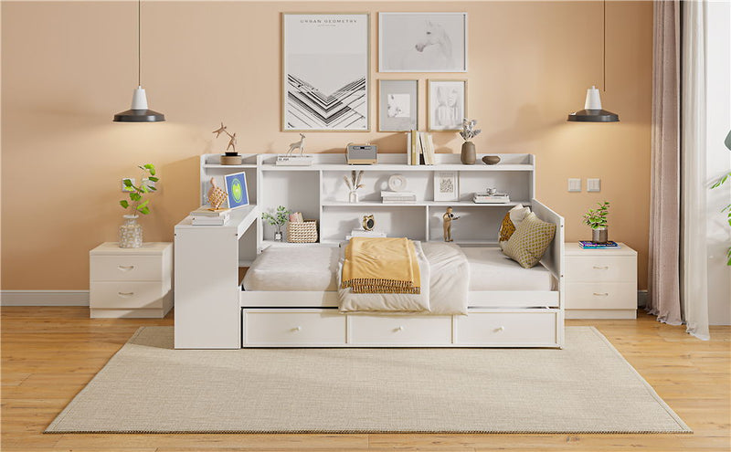Daybed With 3 Drawers USB Ports And Desk by HouseOfZazla