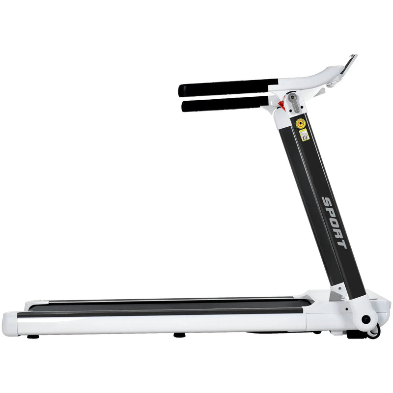 Portable Compact Treadmill, Electric Motorized 3.5Hp, 14Km / H, Medium Running Machine Motorised Gym 330Lbs, Foldable For Home Gym Fitness Workout Jogging Walking, Bluetooth Speaker App Fitime - White by HouseOfZazla