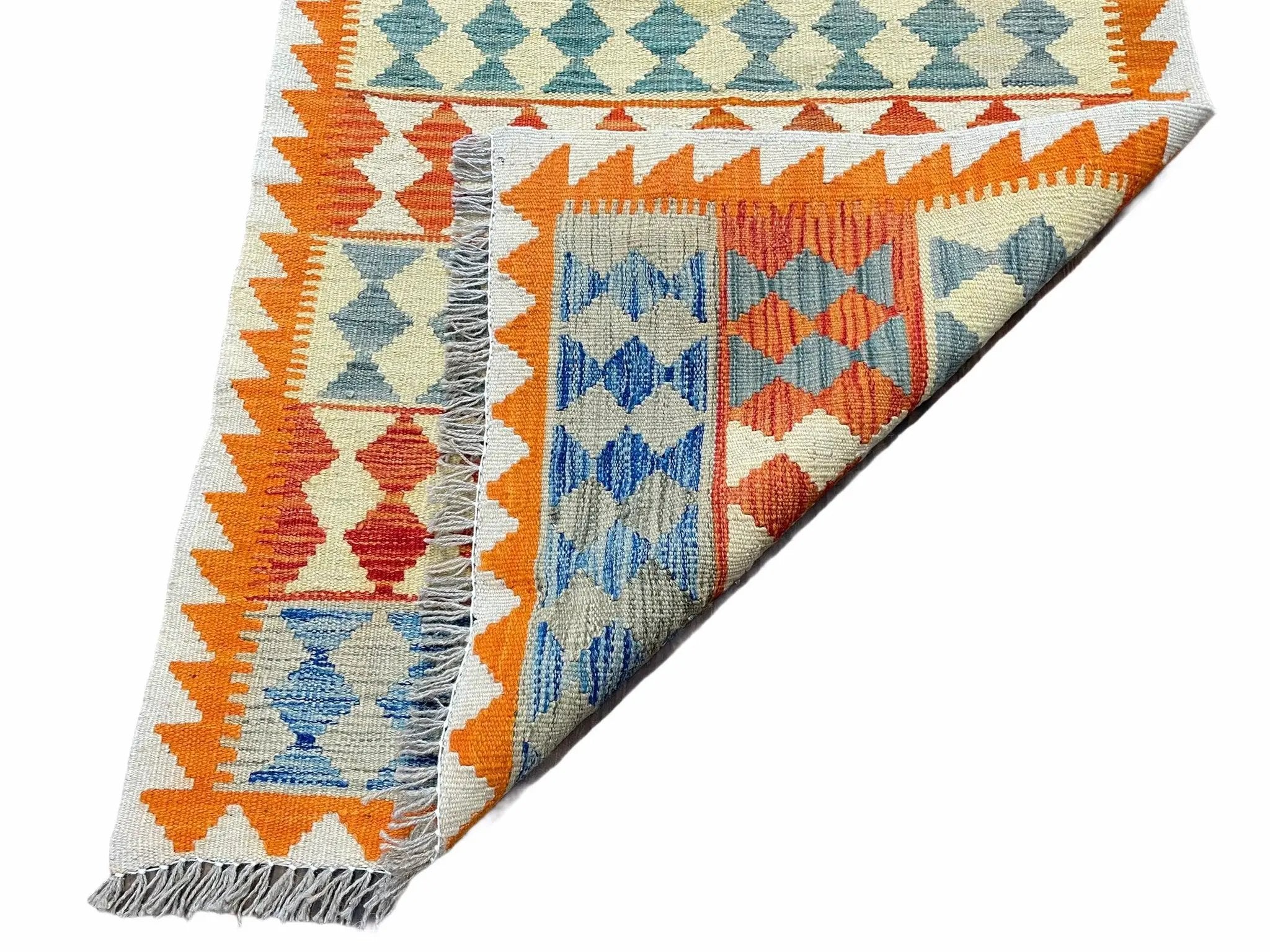 Small Chobi Kilim Rug 3x4 Colorful Diamond Kilim Small Turkish Multicolor Kilim with Diamond Pattern Wool Flatweave Nice by Jewel Rugs