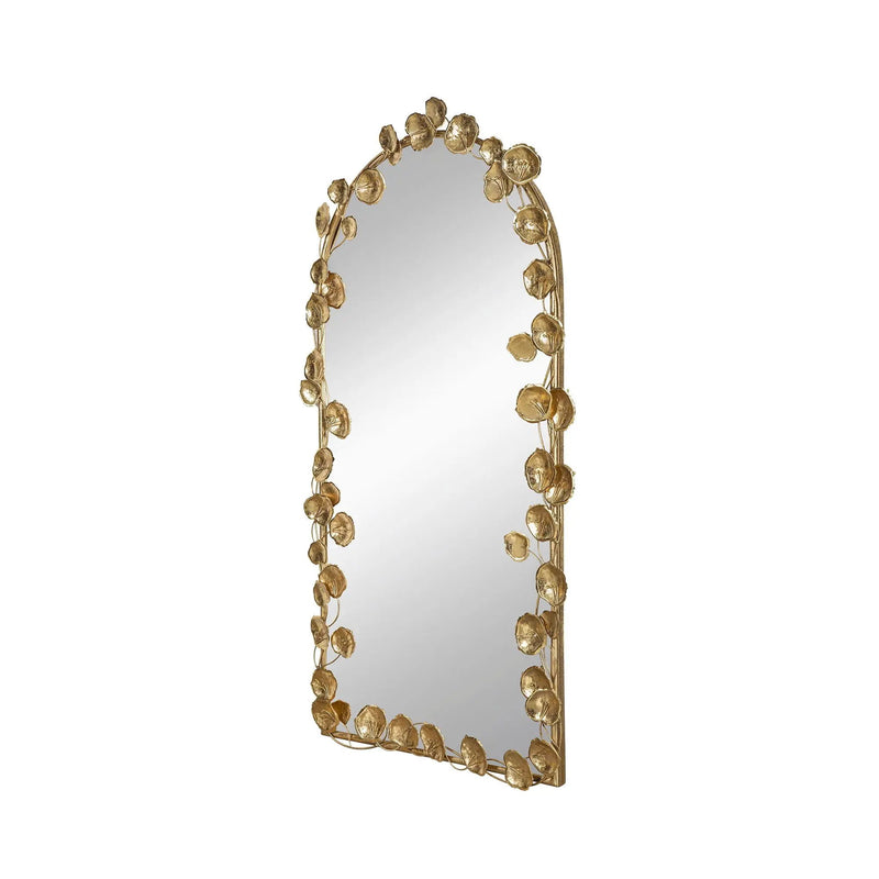 Full Length Arched Wall Mirror With en Leaf Accents Decorative Mirror For Living Room Bedroom - Gold by HouseOfZazla