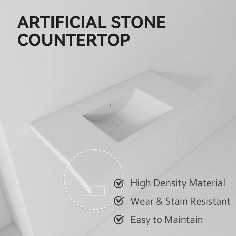 36" Ceramic Basin Sink, 0.8" Ultra-Thin Profile by HouseOfZazla