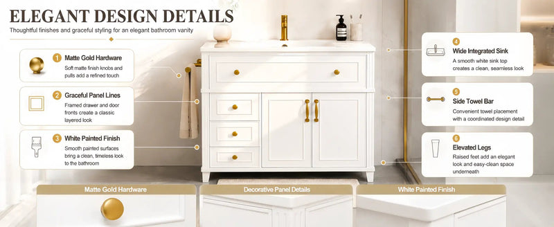 36 Inch Elegant Modern Bathroom Vanity with Sink by HouseOfZazla