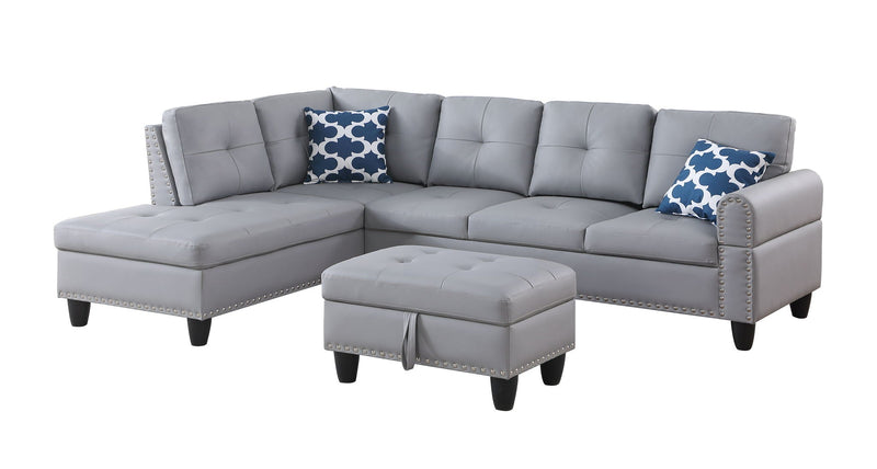 Irine - Sectional Sofa With Ottoman - Gray by HouseOfZazla