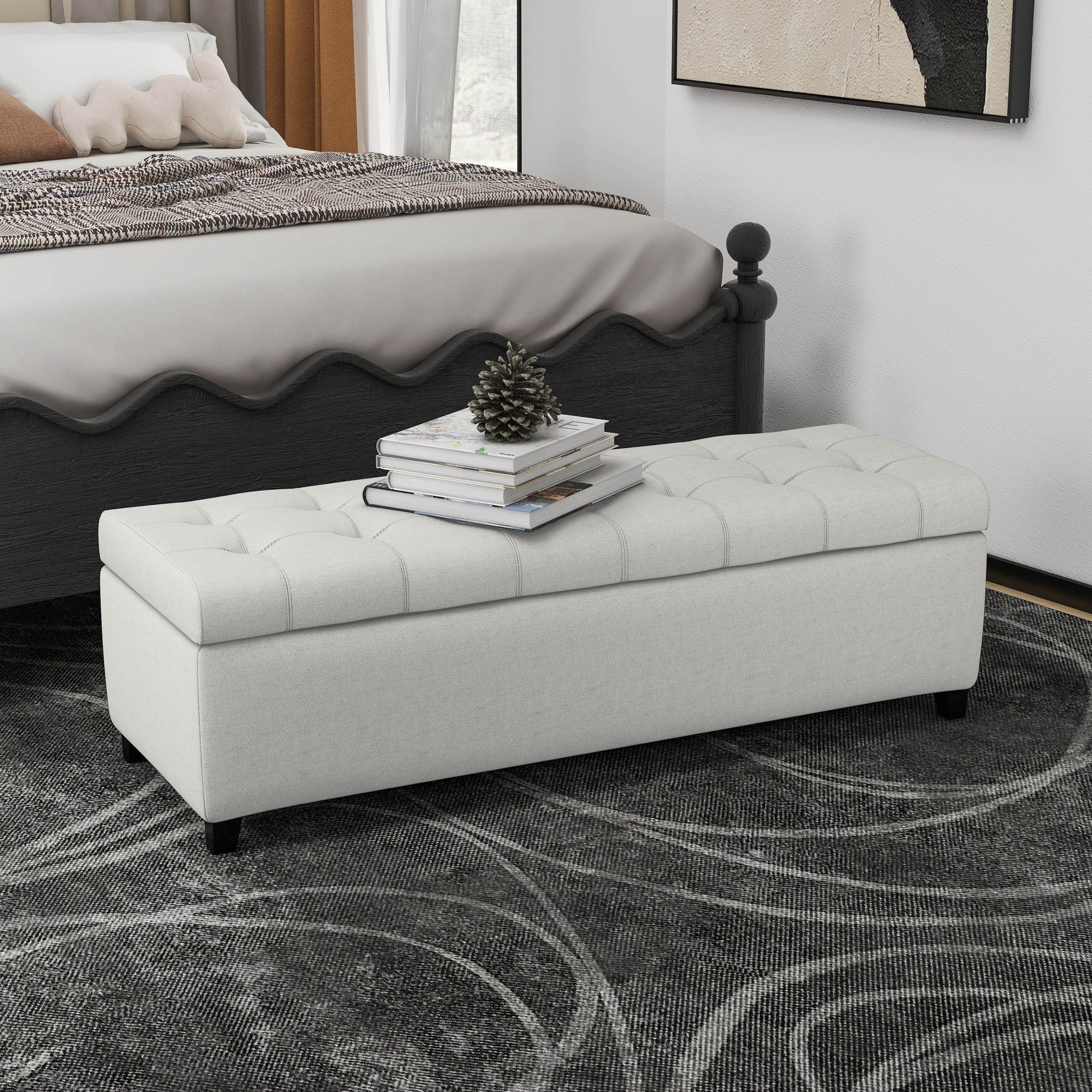 Upholstered Storage Ottoman Bench, Foot Rest For Bedroom by HouseOfZazla