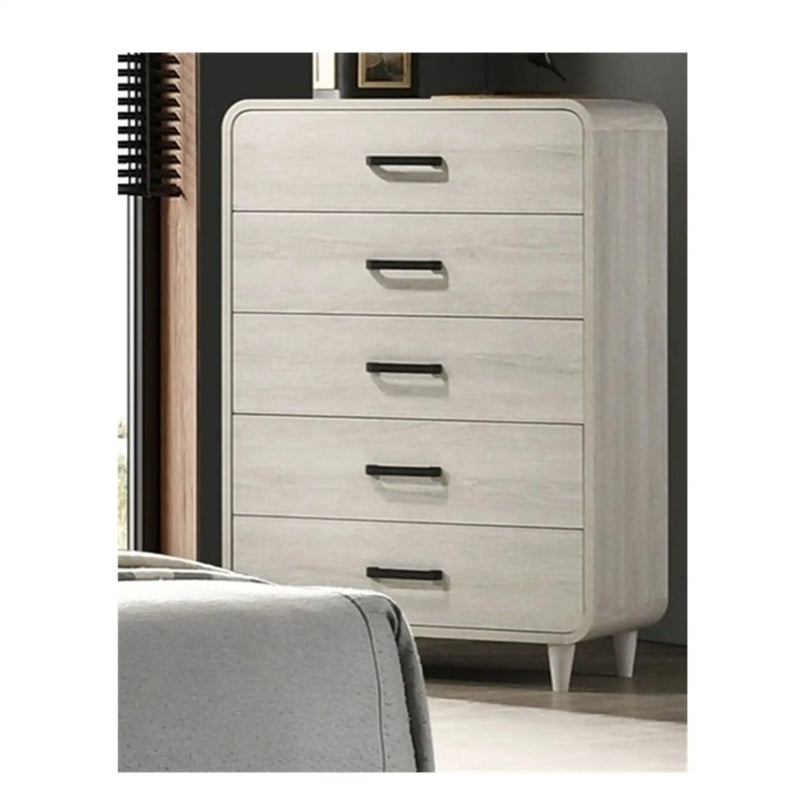 5 Drawer Tall Chest Storage Furniture With Ample Drawer Space - Antique White by Unique Piece Furniture