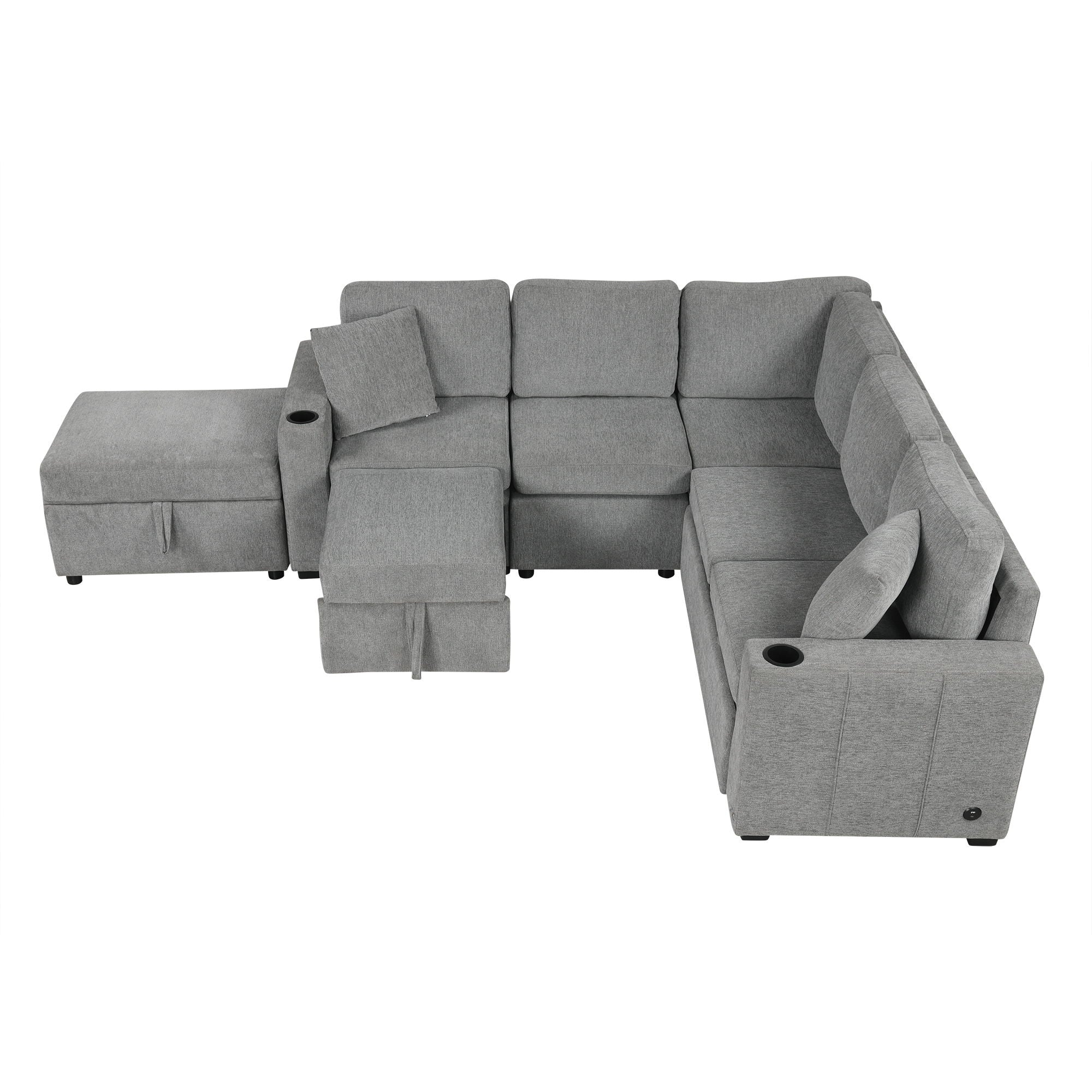 Sectional Sofa Convertible Pull-Out Sofa Bed With A Movable Storage Ottoman For Living Room by HouseOfZazla