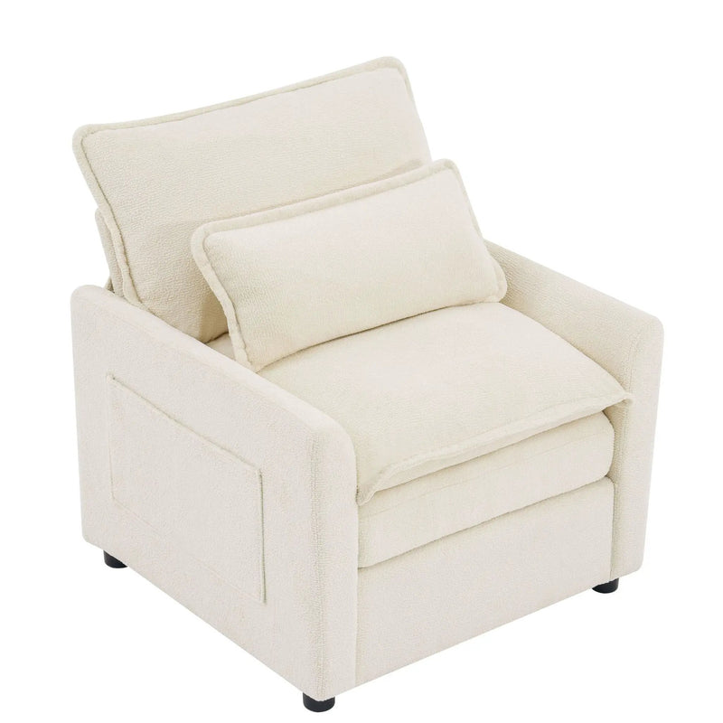 Modern Single Seat Accent Chair With Side Storage Pockets by HouseOfZazla
