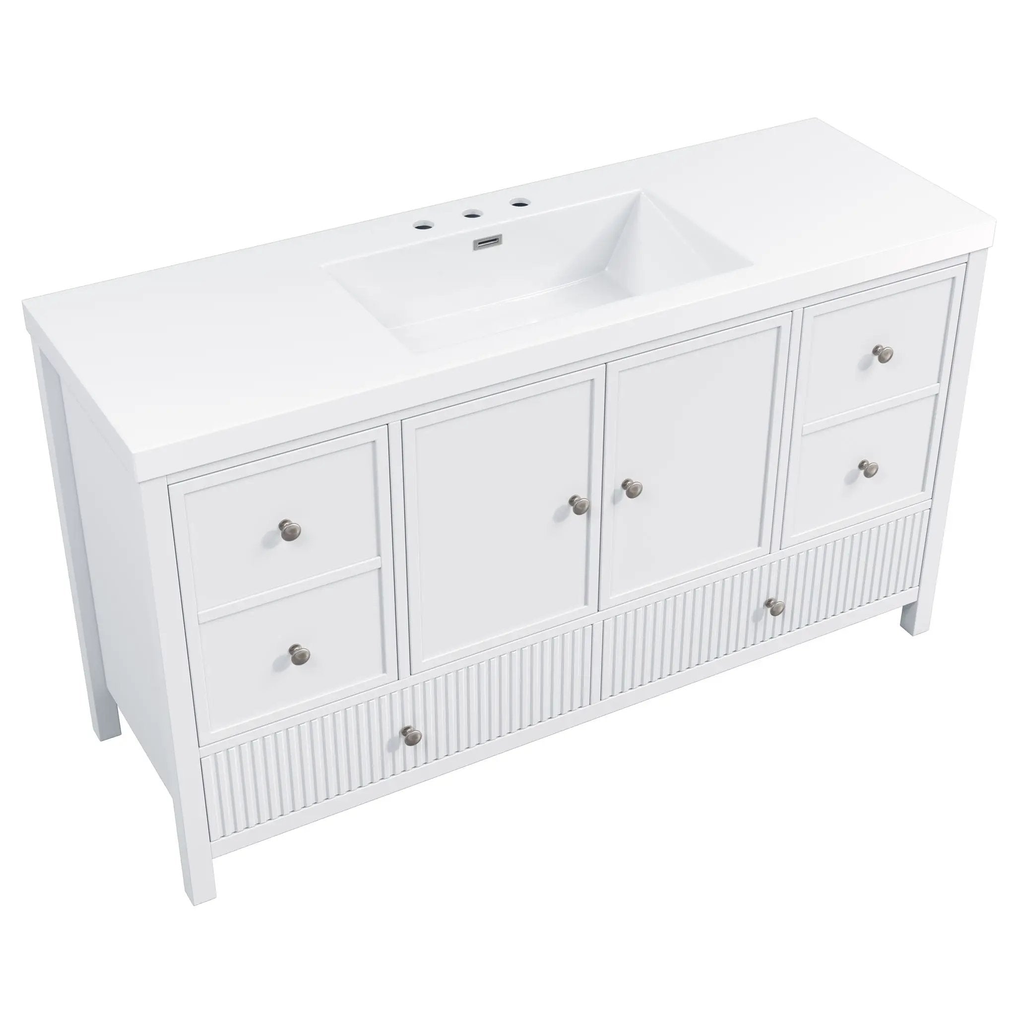 Bathroom Vanity With Separate Sink, Soft Close Doors And 4 Drawers by HouseOfZazla