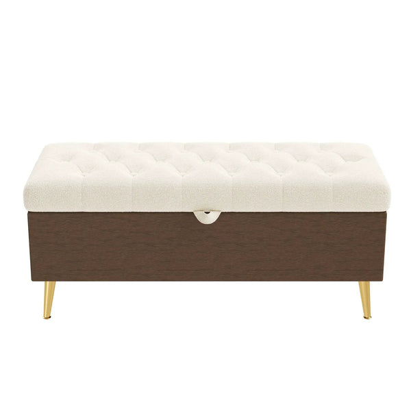 Modern Tufted Storage Ottoman Bench with Metal Legs