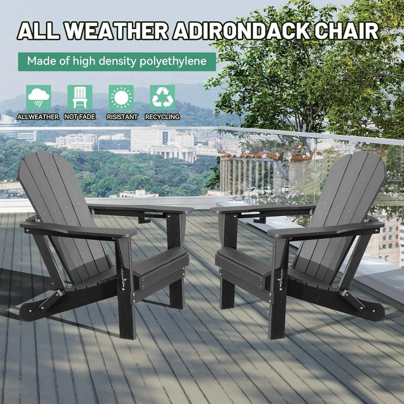 Adirondack Chairs Set of 2 - Plastic HDPE with Cup Holder by HouseOfZazla