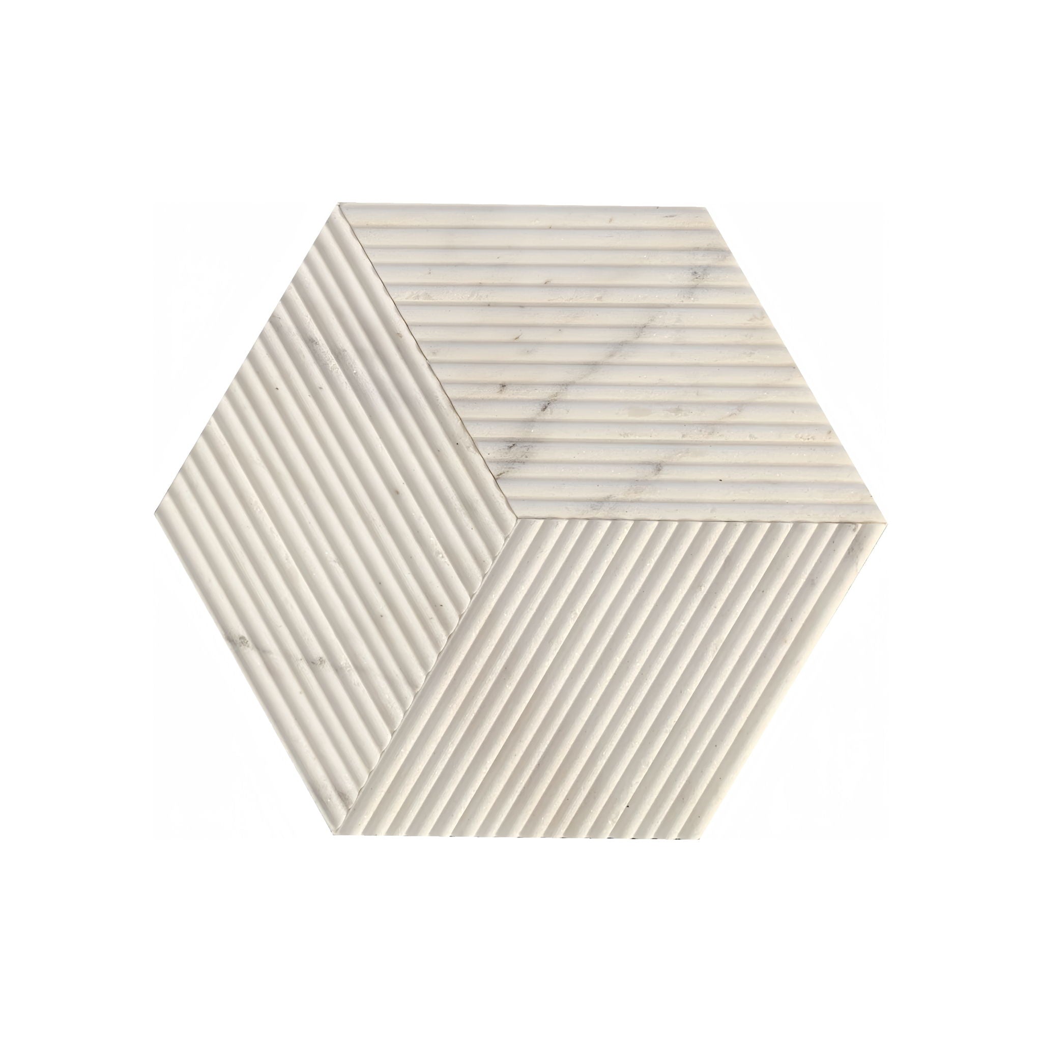 Hexagon Natural Stone Marble Tile, 3D Fluted (Set of 12) by HouseOfZazla