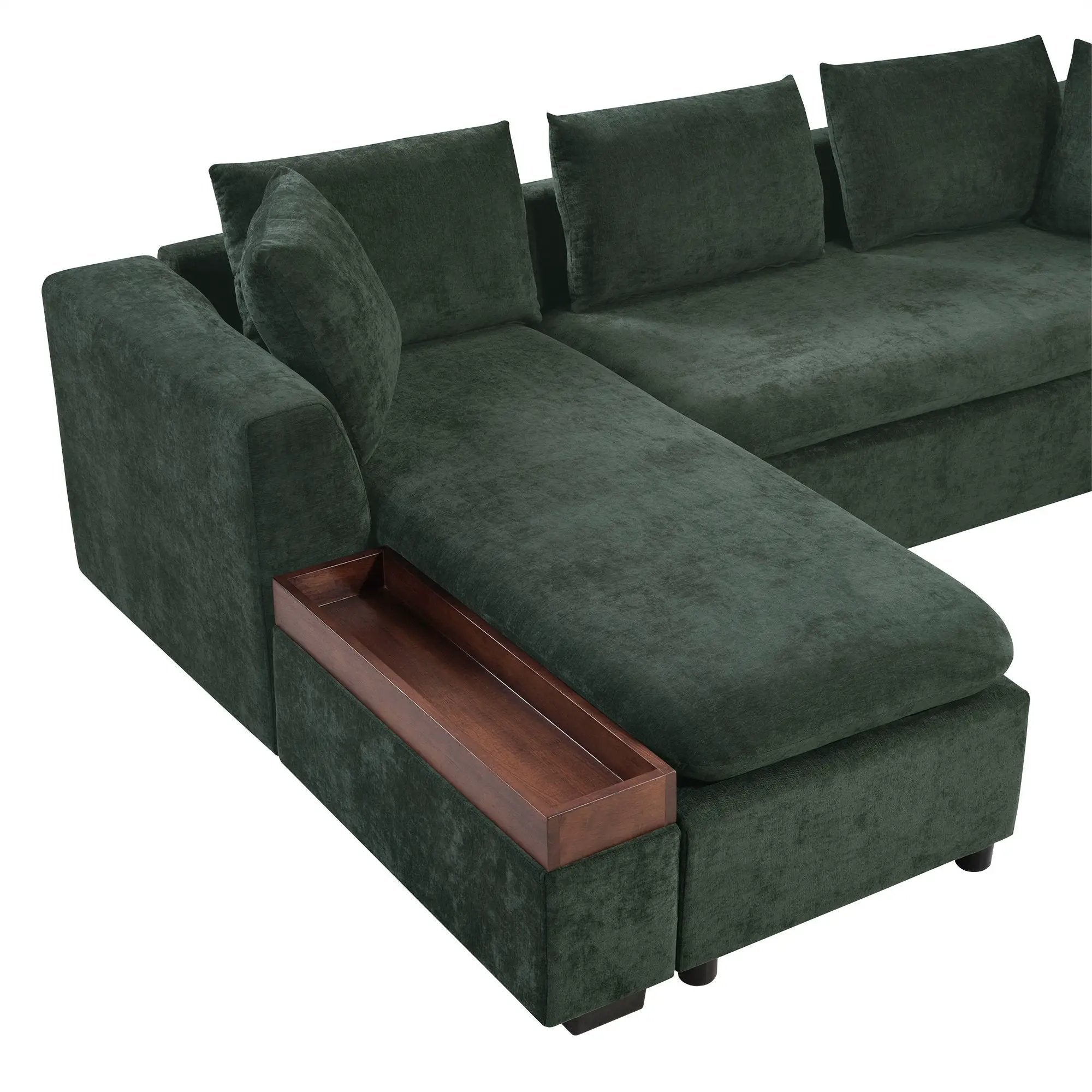 Modern L Shaped Sectional Sofa With Upholstery And Wooden Storage