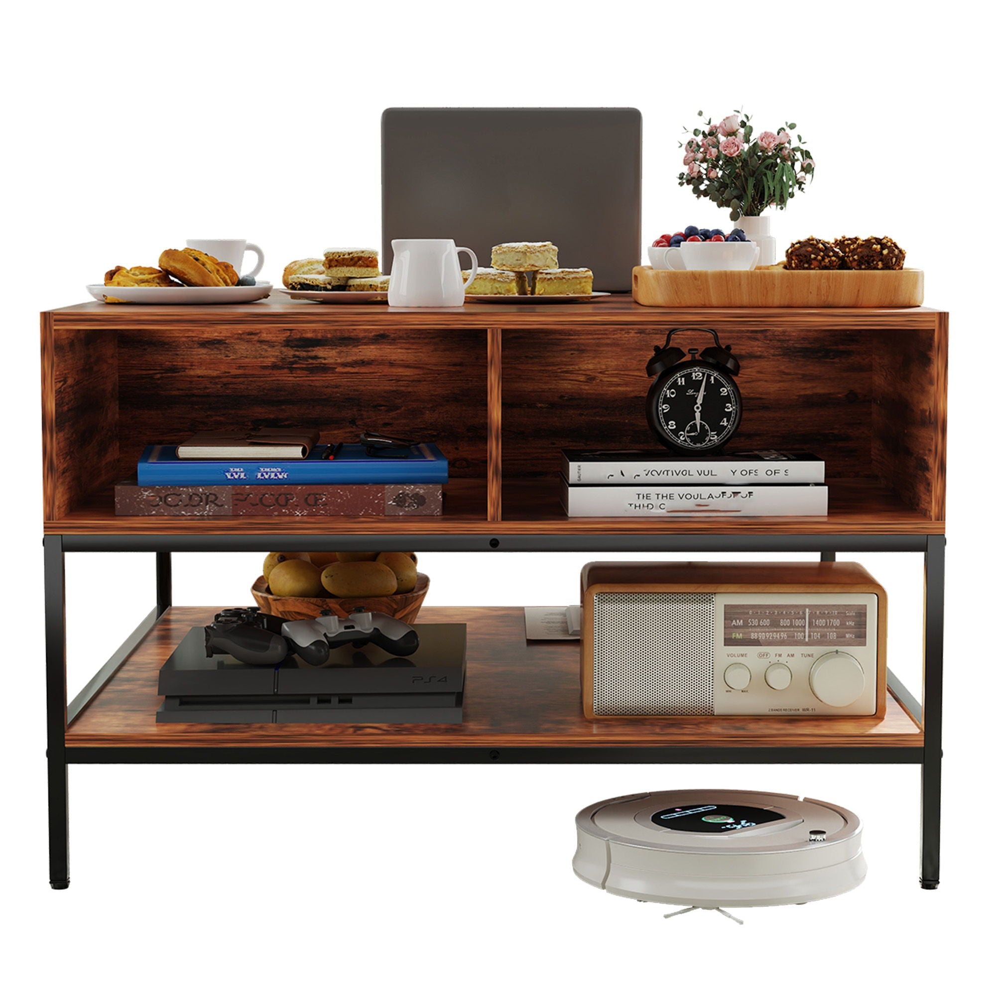 Rustic Flip Top Coffee Table With Hidden Storage - Black / Brown by HouseOfZazla